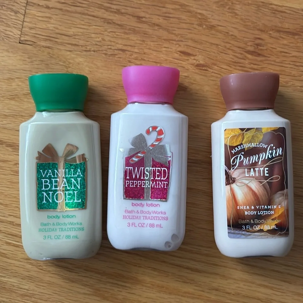 Bath and Body‎ Works 3 Lotion Set unused Vanilla bean Noel pumpkin latte body